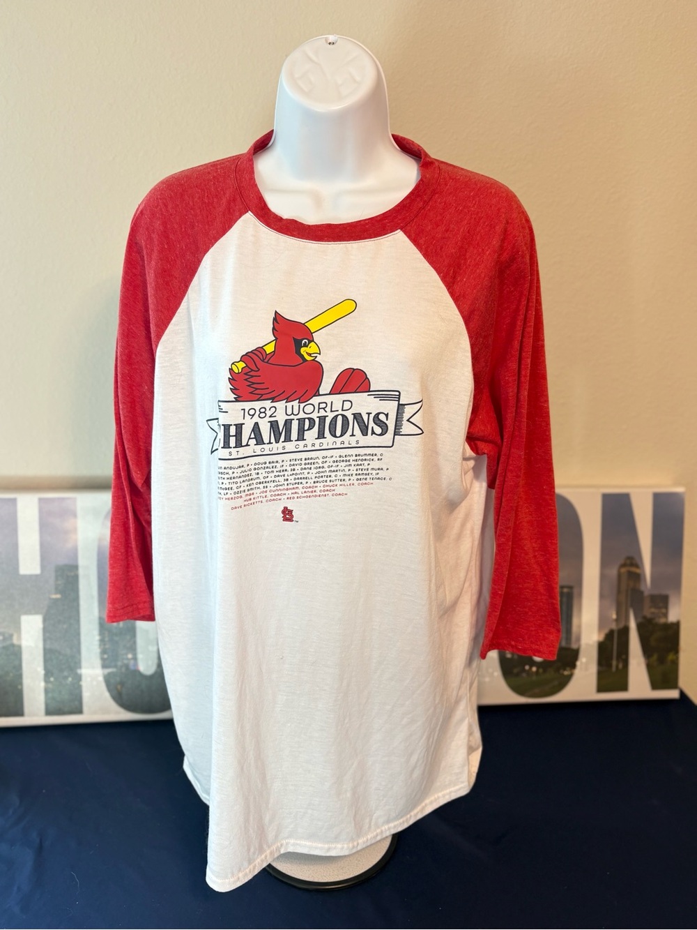 Othr Red and White Raglan Baseball Tee with Champion Graphic